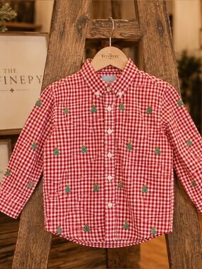 CASTAWAY- boys youth Christmas Plaid button up shirt NWT